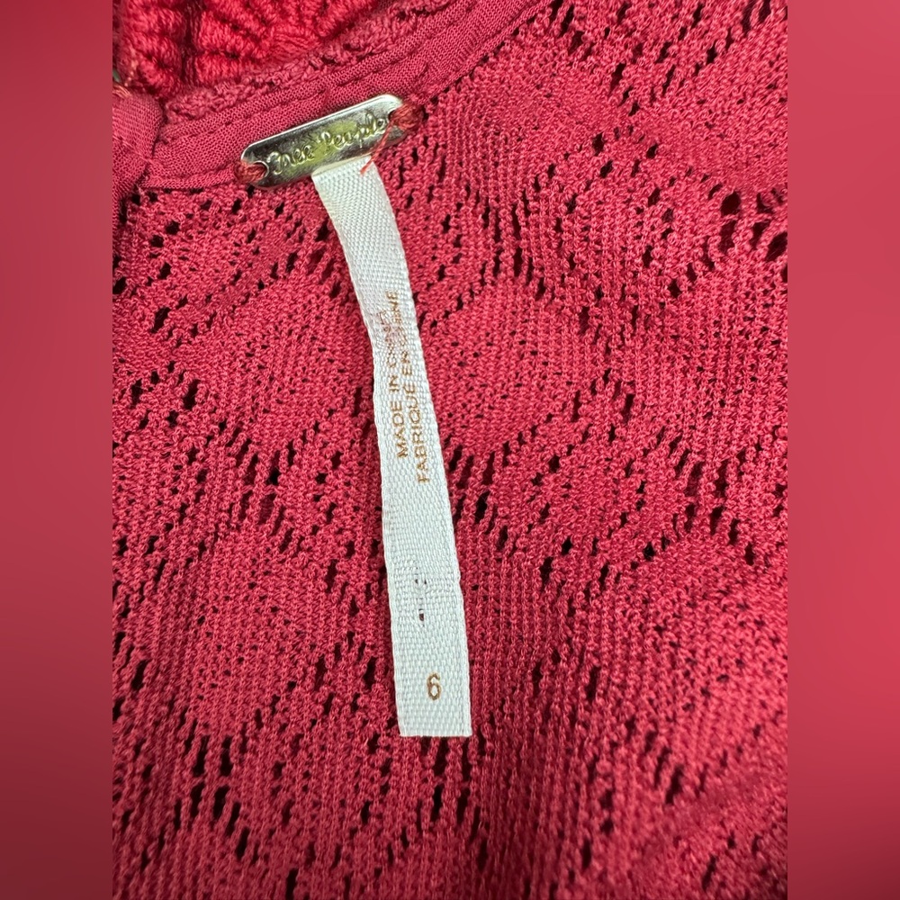 FREE PEOPLE Cut Out Daisy Waist Skater Dress In Red Women’s Size 6 - Picture 8 of 11